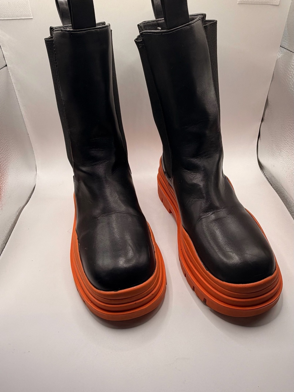 UniLady Chunky Women's Platform Boots with Orange Soles